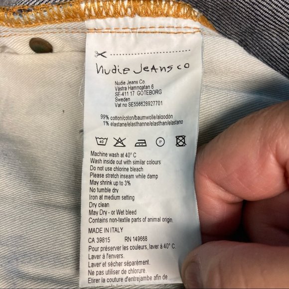 NUDIE Sz 31 x  30 Brute Knut Dry Navy Comfort Tapered Skinny Dark Wash Jeans - Picture 7 of 7